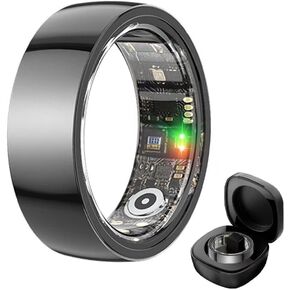 Smart Ring Fitness Tracker Ring for Men/Women Smart Rings with Calories/Heart Rate/Blood Oxygen/Sleep Monitoring with NO App Subscription with Charging Case for Android 6.0+/iOS 11.0+(SILVER 8#)​