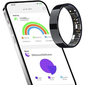 Smart Ring Sleep&Fitness Tracking Wearable for Women/Men,Ultra-Narrow 9 Day Battery Life,No-Subscription,Accurate Tracker,Fashion Crystal Charging Case,for Android & iOS (Silver, SIZE9)