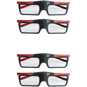 YLY300M-4-144HZ DLP Link Active Shutter Rechargeable 3D Glasses for BENQ, OPTOMA, DELL, ACER, VIEWSONIC DLP PROJECTORS, Can't Used for TV Computer (Red-4 Pack)