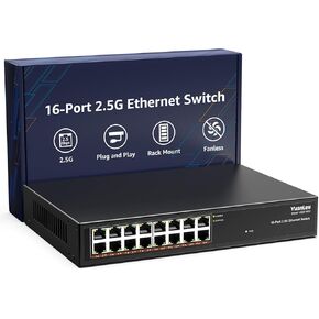 7 Port 2.5G Unmanaged Ethernet Switch, 5 x 2.5G Base-T Ports, 2 x 10G SFP, Compatible with 100/1000/2500Mbps, VLAN, Fanless, Desktop/Wall Mount YuanLey 2.5Gbe Network Switch for Wireless AP, NAS, PC
