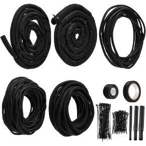 Nuanchu Split Sleeve Master Kit Complete Vehicle Wire and Hose Protection Include Wire Loom Split Sleeve Fabric Heat Shrink Tubing Silicone Tape Locking Ties Electrical Tape