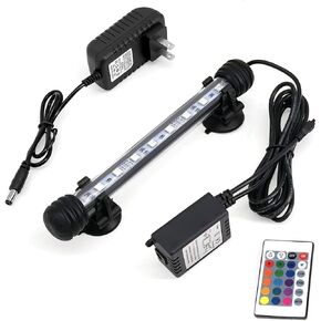 15inch LED Aquarium Lights, Underwater Fish Tank Lights RGB Waterproof Color Changing Adjustable Memory Submersible Remote Control Aquarium Tank Sucker Hood Strip Lamp Waterfall Lights