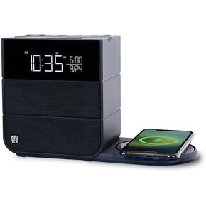Sound Rise II Alarm Clock Radio and Wireless Charger (Black Bundle)