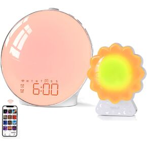 Smart Sunrise Alarm Clock with App Control for Kids Adults, Portable Sound Machine and Night Light for Baby