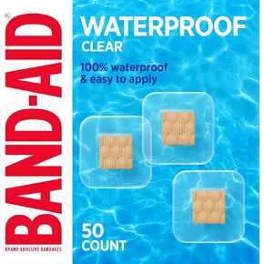 BAND-AID Brand Waterproof Clear Spot Adhesive Square Bandages, Individually Wrapped Small Spot Bandages for Wound Care for Minor Cuts & Scrapes, Waterproof Spot Bandages, One Size, 50 ct