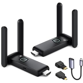 Wireless HDMI Transmitter and Two receiver4k, Plug and Play Dual Monitor Streaming/File.Portable USB-C to HDMI Wireless Extender165FT/50M, from laptops, TV Boxes to HDTV projectors and displays