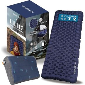 TREKOLOGY ULR7 Camping Sleeping Pad & ALUFT Pro SE Inflatable Pillow Bundle– Ultra-Light Insulated Sleeping Mat with Foam-Padded Case Camping Pillow– Perfect for Backpacking, Hiking & Outdoor Comfort