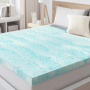 Memory Foam Mattress Topper, 3 Inch Thick Gel Infused Cooling Toppers Pad for Bed, Sleeper Sofa, RV, Camper, CertiPUR US Certified, Ventilated and Breathable, Bule, Full