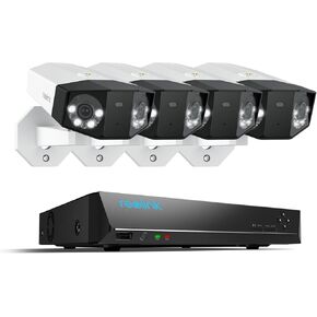 REOLINK Duo 3 PoE 16MP UHD Dual-Lens PoE Security Camera with 180° Panoramic View, Motion Track, F1.6 Color Night Vision, 4X Duo 3 PoE Bundle with POE NVR RLN8-410, 8CH Video Recorde