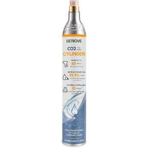 CO2 Cylinders Refill 60L - Threaded CO2 Cartridges for Screw-In Soda Makers Compatible with Most Sparkling Water Machines (1 Pack)