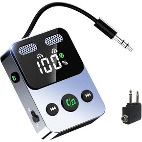 Bluetooth Transmitter Receiver, 2-in-1 Bluetooth 5.3 Adapter for TV, Airplane, Gym Equipment, Cars, PC, Supports to 2 Wireless Headphones, Cell Phones, Wireless Receiver for Car, Home Stereo