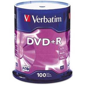 VER95098 - Verbatim AZO DVD+R 4.7GB 16X with Branded Surface - 100pk Spindle