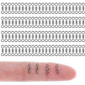 دوارة برميل ، 100 PCS MICRO SWIVELS لصيد الأسماك الصيد الصغيرة براميل صيد الصيد معالجة الفولاذ المقاوم للصدأ مع طلاء الأسود موصل خط خطاف عالي القوة للمياه العذبة بالمياه المالحة
