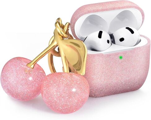 Cagos for Airpods 4 Case مع سلسلة مفاتيح الكرز ، حالة حماية من السيليكون الناعمة لـ AirPods Generation 4th (2024) Case for Women Girls ، Airpod 4 Accessories with keychain ، pink in Saudi Arabia