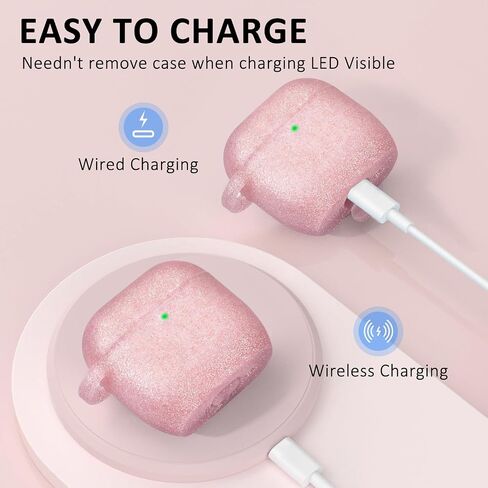Cagos for Airpods 4 Case مع سلسلة مفاتيح الكرز ، حالة حماية من السيليكون الناعمة لـ AirPods Generation 4th (2024) Case for Women Girls ، Airpod 4 Accessories with keychain ، pink in Saudi Arabia