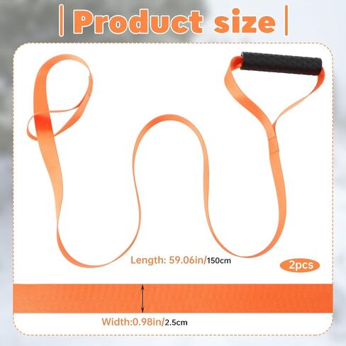 EMVANV 2 Pcs Deer Drag Ropes,with Soft Grip Handle and Self-Lock Loop Orange Deer Puller Sled Rope Hunting Gear and Accessories for Men Hunting(Size:2 pcs) in Kuwait