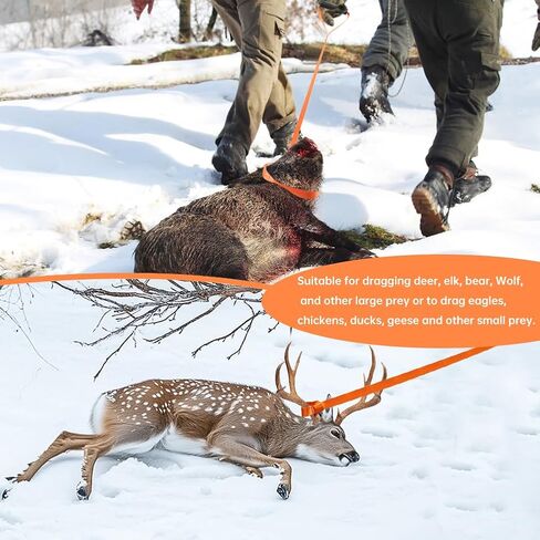 EMVANV 2 Pcs Deer Drag Ropes,with Soft Grip Handle and Self-Lock Loop Orange Deer Puller Sled Rope Hunting Gear and Accessories for Men Hunting(Size:2 pcs) in Kuwait