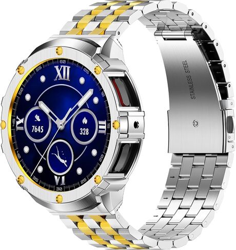 HASLFM Stainless Steel Case and Bands for Samsung Galaxy Watch Ultra 47mm Band for Men, Rugged Metal Protective Cases Band for Galaxy Watch 7 Ultra Band (Gold) in Saudi Arabia