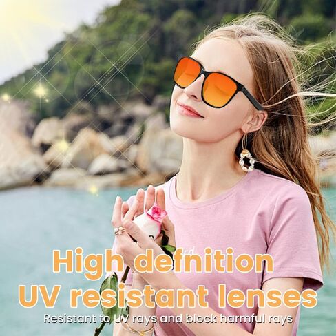 Smart Glasses, Polarized Bluetooth Sunglasses Audio Polarized Sunglasses with Speaker, Voice Assistant, Open Ear, Outdoor UV Protection Unisex (Orange) in Saudi Arabia