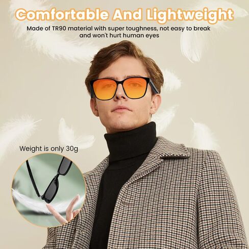 Smart Glasses, Polarized Bluetooth Sunglasses Audio Polarized Sunglasses with Speaker, Voice Assistant, Open Ear, Outdoor UV Protection Unisex (Orange) in Saudi Arabia