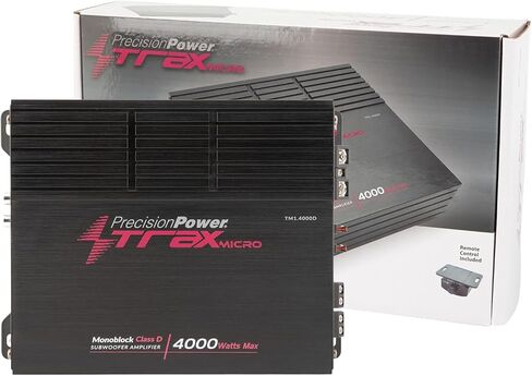 Precision Power Trax Micro Monoblock Class D Car Stereo Amplifier TM1.4000D – 4000W Single Channel Digital Subwoofer Amp with Wired Bass Control & High-Level Inputs for Powerful Audio in Saudi Arabia