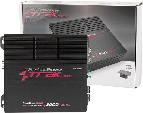 Precision Power Trax Micro Monoblock Class D Car Stereo Amplifier TM1.4000D – 4000W Single Channel Digital Subwoofer Amp with Wired Bass Control & High-Level Inputs for Powerful Audio in Saudi Arabia