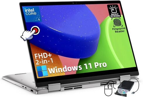 Dell Inspiron 2 in 1 Laptop - 14" FHD + Touchscreen, Core 5 120U Processor, 16GB DDR5, 512GB SSD, Wi-Fi, Bluetooth, Windows 11 Pro, with Microsoft Office Lifetime License in Saudi Arabia