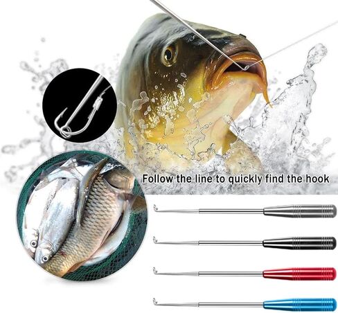 Fish Hook Remover Tool, Fishing Hook Quick Removal Descending Device, Fishing Gear Security Equipment Kits for Adult, Hook Extractor Accessories Detacher Tools with 4PCS Storage Tube in Saudi Arabia