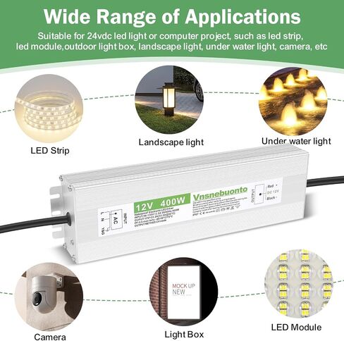12V Power Supply 300W, 90-130V AC to 12V DC 25A Converter, IP67 Waterproof LED Driver, 12 Volt Low Voltage Transformer, Adapter with 3 Pin Plug for LED Light, Outdoor Indoor Use in Saudi Arabia