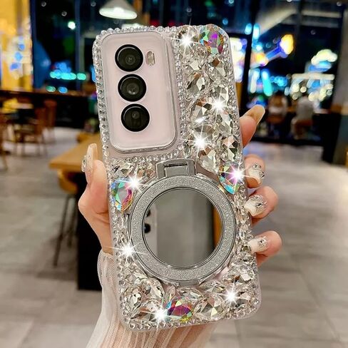 for Samsung Galaxy A36 5G Case with Sparkling Diamonds,Luxury Bling Glitter Design with Magsafe Ring Kickstand and Mirror for Women Girls (Clear) in Saudi Arabia