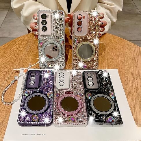 for Samsung Galaxy A36 5G Case with Sparkling Diamonds,Luxury Bling Glitter Design with Magsafe Ring Kickstand and Mirror for Women Girls (Clear) in Saudi Arabia