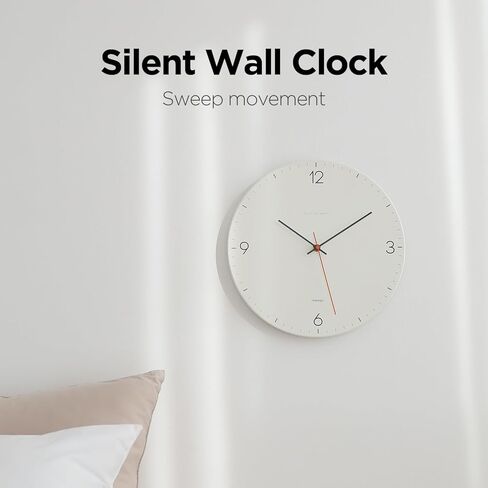 mooas إطار خشبي ساعة حائط مسطحة، 12 بوصة ساعة حائط خشبية غير موقوتة حركة الاجتياح ساعة حائط مزخرفة تعمل بالبطارية ساعة حائط للمنزل غرفة المعيشة المطبخ غرفة نوم مكتب المدرسة (بني فاتح) in Kuwait