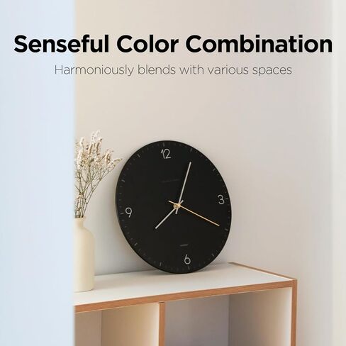 mooas إطار خشبي ساعة حائط مسطحة، 12 بوصة ساعة حائط خشبية غير موقوتة حركة الاجتياح ساعة حائط مزخرفة تعمل بالبطارية ساعة حائط للمنزل غرفة المعيشة المطبخ غرفة نوم مكتب المدرسة (بني فاتح) in Kuwait