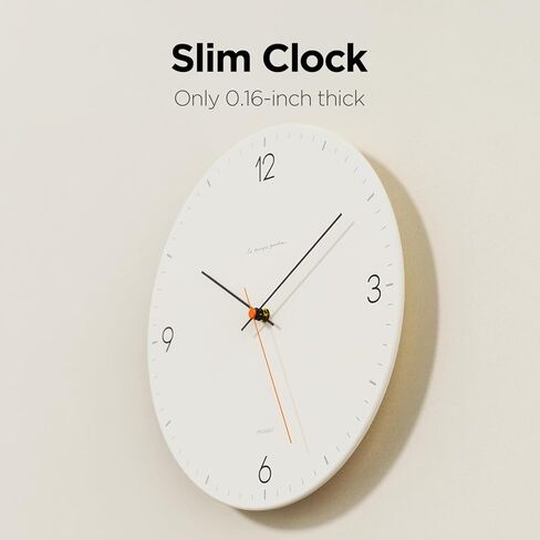 mooas إطار خشبي ساعة حائط مسطحة، 12 بوصة ساعة حائط خشبية غير موقوتة حركة الاجتياح ساعة حائط مزخرفة تعمل بالبطارية ساعة حائط للمنزل غرفة المعيشة المطبخ غرفة نوم مكتب المدرسة (بني فاتح) in Kuwait