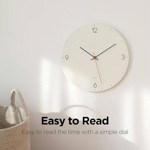 mooas إطار خشبي ساعة حائط مسطحة، 12 بوصة ساعة حائط خشبية غير موقوتة حركة الاجتياح ساعة حائط مزخرفة تعمل بالبطارية ساعة حائط للمنزل غرفة المعيشة المطبخ غرفة نوم مكتب المدرسة (بني فاتح) in Kuwait