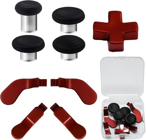 9 in1 Metal Thumbsticks for Xbox One Elite Series 2 Core Controller, Replacement Paddles for Xbox Elite Series 2 Core with 4 Swap Joystick, 4 Paddles,1 D-Pads(Red) in Kuwait
