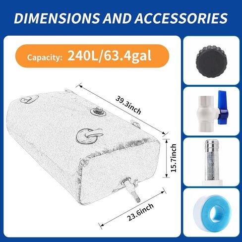 240 L/63.4 gal Water Bladder Storage Containers, Foldable Portable Water Tank Large Capacity Soft Water Bag, Drought Resistance, Fire Prevention, Emergency Water in Saudi Arabia