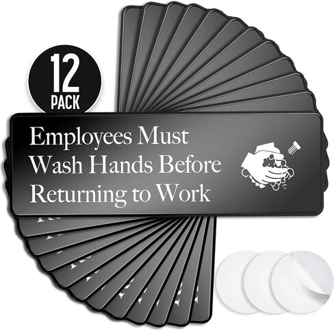 ASSURED SIGNS Employees Must Wash Hands Sign - 3 Pack - 3" x 9" - Ideal Hand Washing Signs for Wall, Door or Sink - Perfect Wash Your Hands Sign Notice for Food Service, Staff Bathroom, Hand Washing Station, or Commercial Kitchen in Saudi Arabia