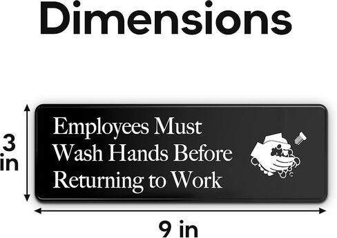 ASSURED SIGNS Employees Must Wash Hands Sign - 3 Pack - 3" x 9" - Ideal Hand Washing Signs for Wall, Door or Sink - Perfect Wash Your Hands Sign Notice for Food Service, Staff Bathroom, Hand Washing Station, or Commercial Kitchen in Saudi Arabia