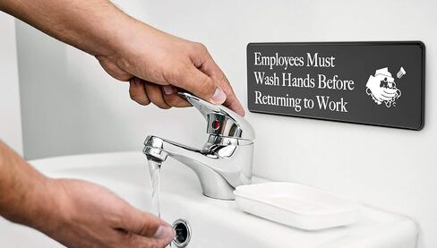 ASSURED SIGNS Employees Must Wash Hands Sign - 3 Pack - 3" x 9" - Ideal Hand Washing Signs for Wall, Door or Sink - Perfect Wash Your Hands Sign Notice for Food Service, Staff Bathroom, Hand Washing Station, or Commercial Kitchen in Saudi Arabia