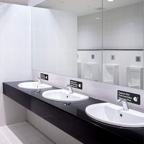 ASSURED SIGNS Employees Must Wash Hands Sign - 3 Pack - 3" x 9" - Ideal Hand Washing Signs for Wall, Door or Sink - Perfect Wash Your Hands Sign Notice for Food Service, Staff Bathroom, Hand Washing Station, or Commercial Kitchen in Saudi Arabia