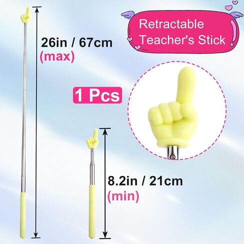 Retractable Teacher Pointers, Mini Portable Finger Pointer Stick, Cute Pointing Finger Stick Teach Supplies for Classroom Reading- Green in Saudi Arabia
