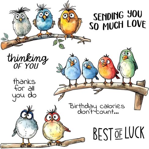 LZBRDY Cute Cartoon Fatty Birds Clear Stamp Set - DIY Scrapbooking, Metal Dies, Silicone Stamps for Cards, Albums, and Crafts in Saudi Arabia