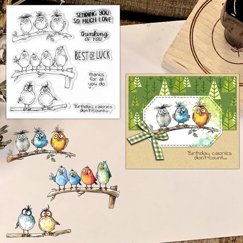 LZBRDY Cute Cartoon Fatty Birds Clear Stamp Set - DIY Scrapbooking, Metal Dies, Silicone Stamps for Cards, Albums, and Crafts in Saudi Arabia
