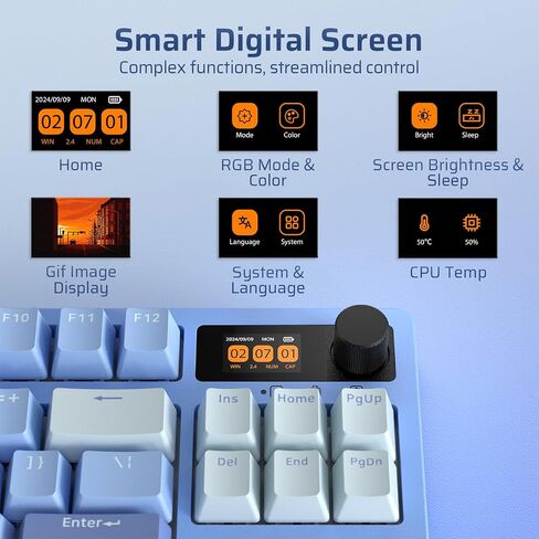 LTC Nimbleback NB841 PRO 75% Wireless Mechanical Keyboard w/Display Screen & Knob, 2.4G/ BT/USB-C Wired RGB 84 Keys Gaming Keyboard, 3-Layer Dampener, Hot Swap PCB, Software Support, Linear Switch in Saudi Arabia