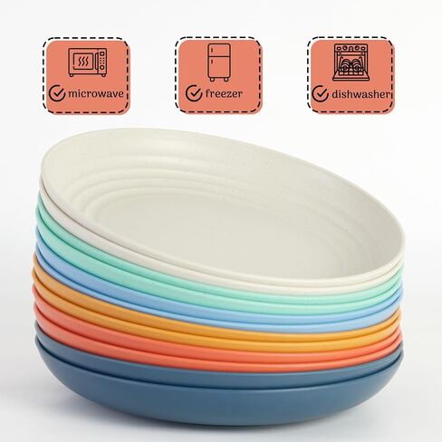 Wheat Straw Plates, Plastic Plates Reusable, Microwave Safe Plates, Kids Plates, 9 Inch Unbreakable Dinner Plates Set of 8, Camping Plate in Saudi Arabia