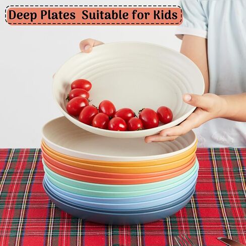 Wheat Straw Plates, Plastic Plates Reusable, Microwave Safe Plates, Kids Plates, 9 Inch Unbreakable Dinner Plates Set of 8, Camping Plate in Saudi Arabia