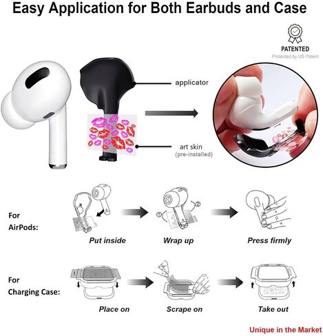 ROCKMAX Pink Lips Sticker for AirPods Pro 2nd Generation, Fashion Decal Skin Accessories for Earpods and Charging Case, Earbuds Case Cover Wrap for Girls and Women Birthday, with Cleaning Kits in Saudi Arabia