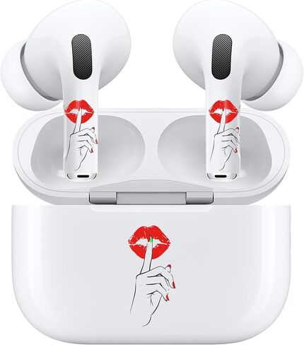 ROCKMAX Pink Lips Sticker for AirPods Pro 2nd Generation, Fashion Decal Skin Accessories for Earpods and Charging Case, Earbuds Case Cover Wrap for Girls and Women Birthday, with Cleaning Kits in Saudi Arabia