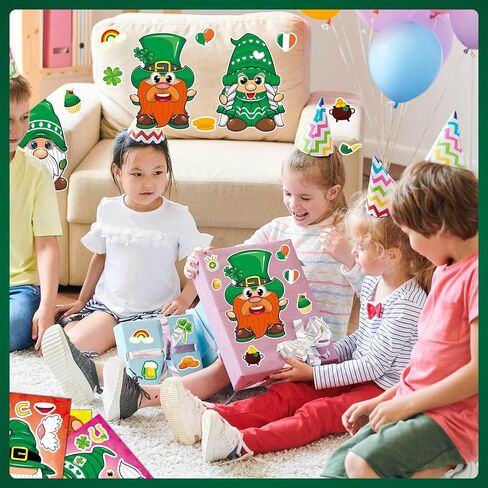 ملصقات Aowplc St. Patrick's Leprechaun Make-A-Face-36 ورقة للأطفال الحرف والمرح الحفلات in Kuwait